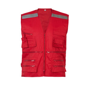 CHALECO PESCADOR GABARDINA ROJO